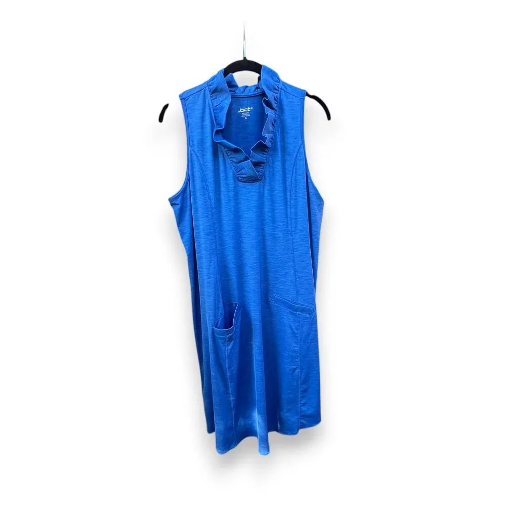 Jofit Millie Sleeveless Golf Athleisure Dress Blue Ruffle Neck Pockets Size XL - Picture 3 of 10